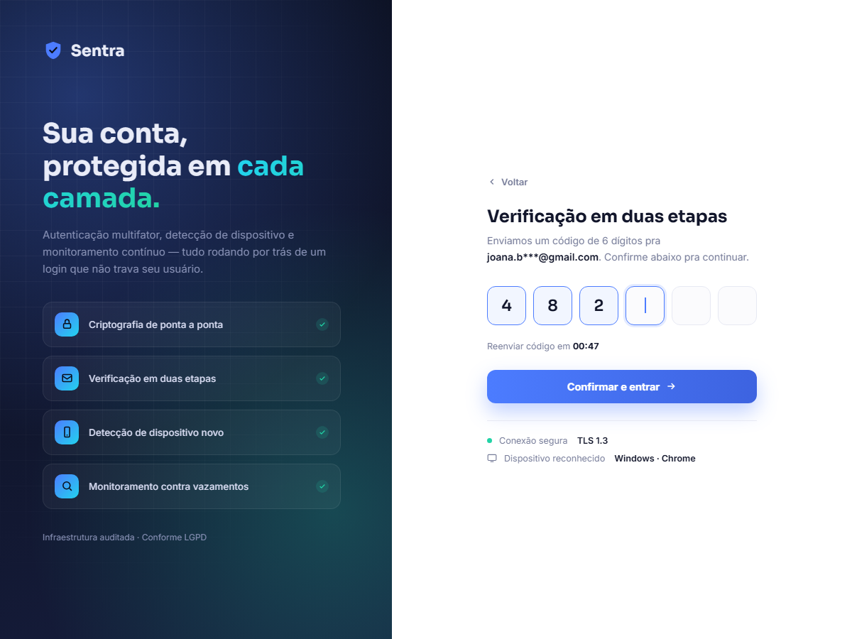 Sentra, sistema de login seguro desenvolvido pela MZR